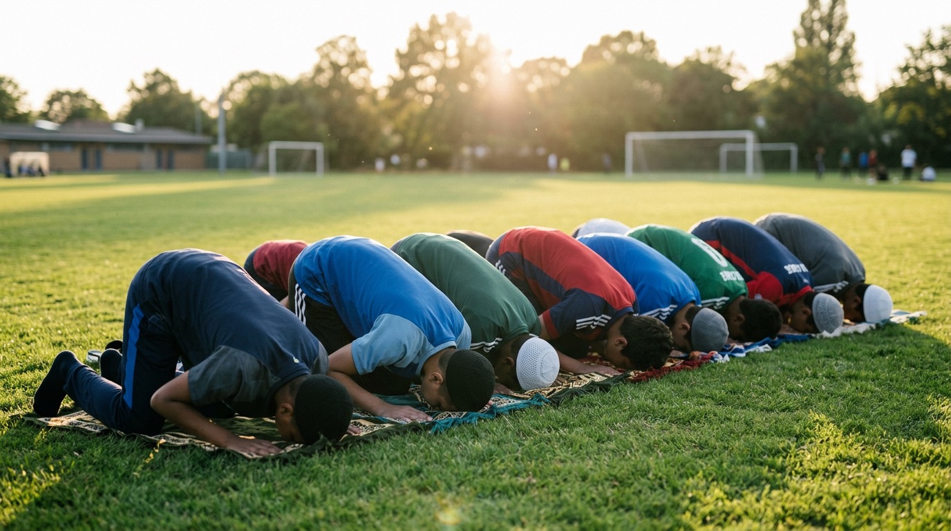 Players praying on the field